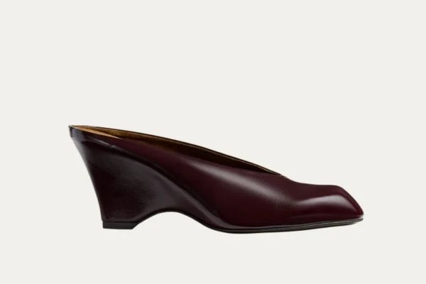 Khaite Colt Leather Wedge Mules